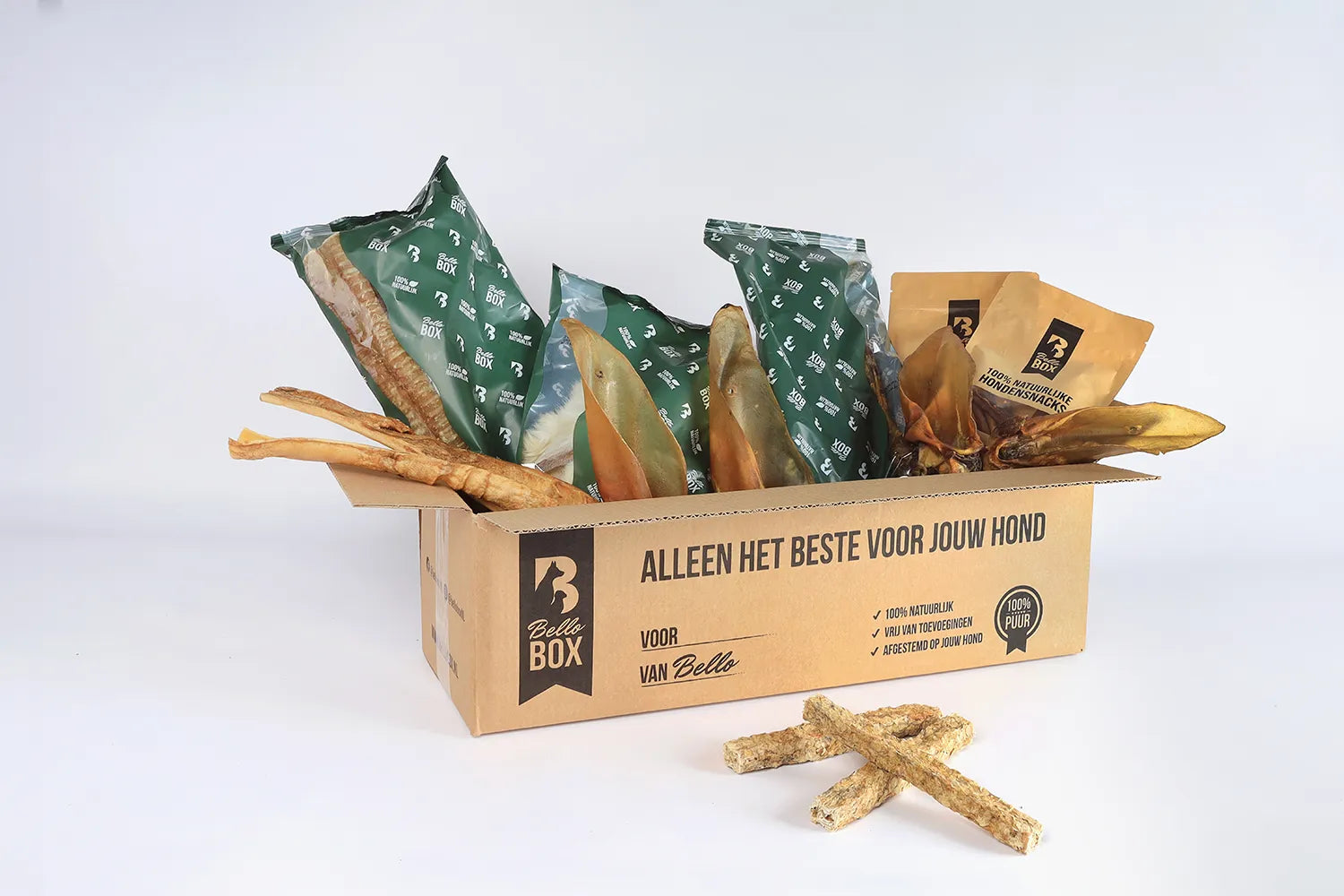 Bellobox Large, natuurlijke kauwsnacks, beloningsnacks en tussendoortjes voor honden